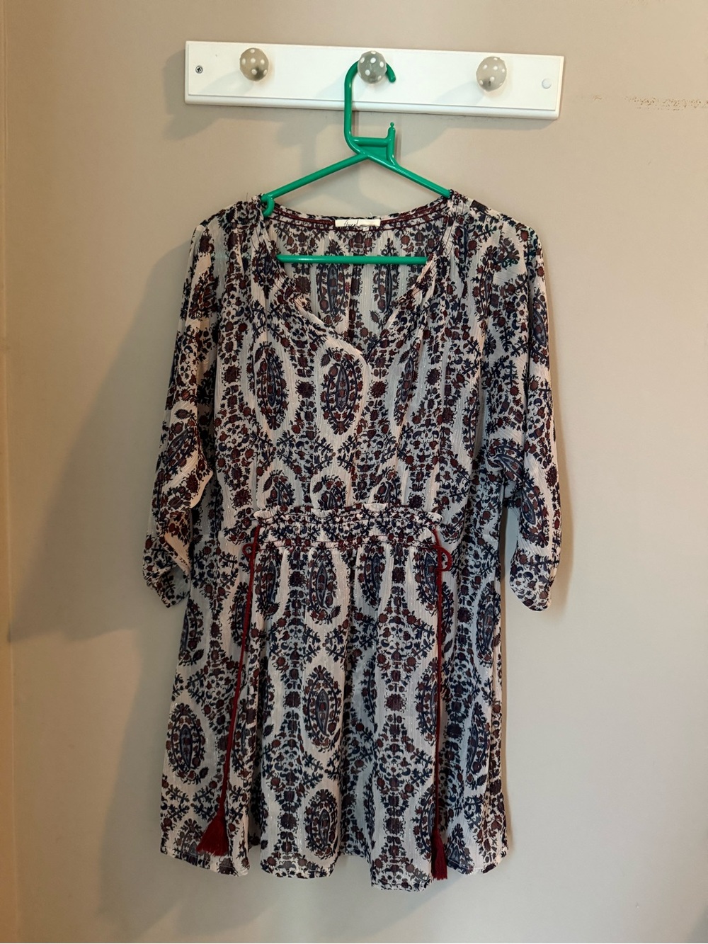 Floreat Pink Paisley Mini Dress with Tassel Tie
